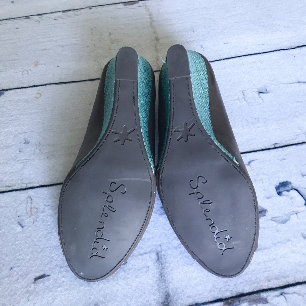 Splendid Brown/teal peep toe wedge - Picture 4 of 8